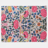 Roos en vogel, William Morris Fleece Deken (Voorkant (Horizontaal))