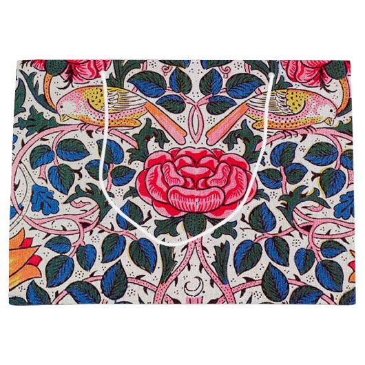 Roos en vogel, William Morris Large Gift Bag Groot Cadeauzakje (Voorkant)