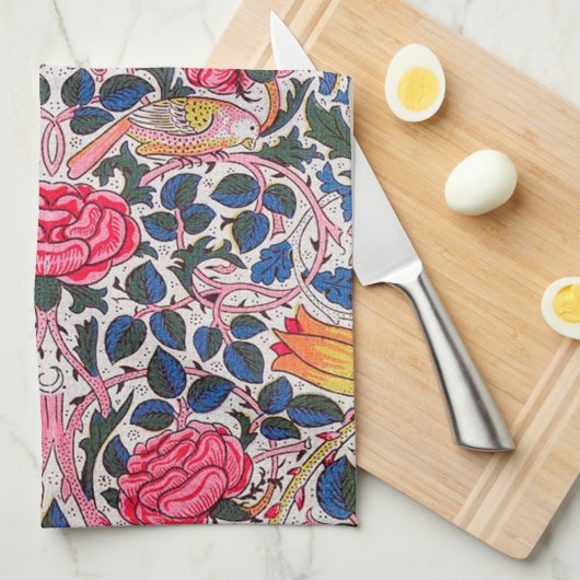 Roos en vogel, William Morris Theedoek (Quarter Fold)