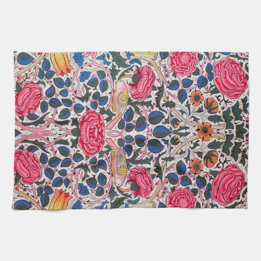 Roos en vogel, William Morris Theedoek (Horizontaal)