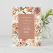 Roos en volken Terracotta Elegant Floral Kaart (Staand voorkant)