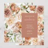 Roos en volken Terracotta Elegant Floral Kaart (Voorkant / Achterkant)