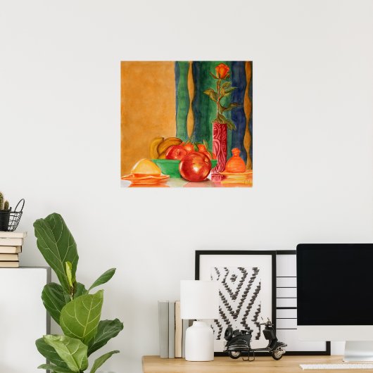 roos en vruchten leven nog steeds poster (Thuiskantoor)