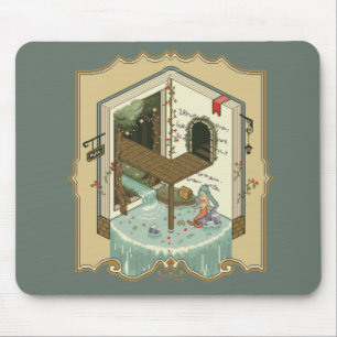 Roos en watertuin van Siren - pixelkunst - Muismat