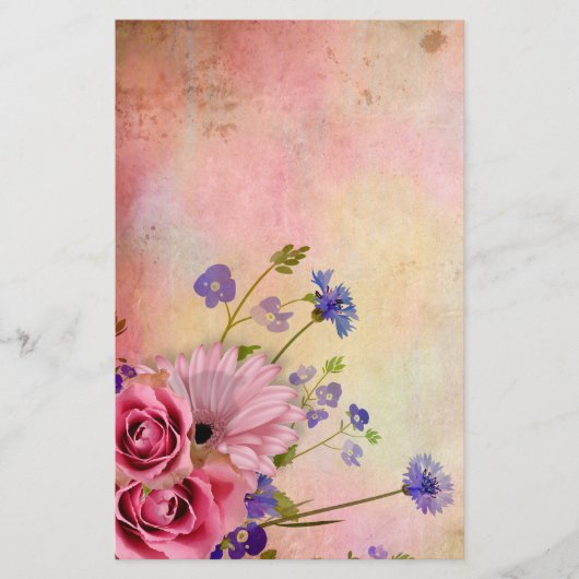 Roos en wilde bloem briefpapier (Voorkant)