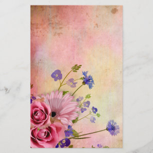 Roos en wilde bloem briefpapier