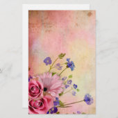 Roos en wilde bloem briefpapier (Voorkant / Achterkant)