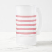 Roos en witte horizontale streep matglas bierpul (Voorkant rechts)