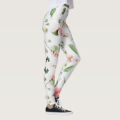 Roos en Zinnia bloemenpatroon op witte achtergrond Leggings (Rechts)