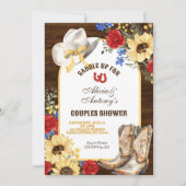 Roos en zonnebloem rustieke laarzen paar douche kaart (Voorkant)