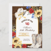 Roos en Zonnebloem Rustieke Laarzen Verjaardag Kaart (Voorkant)