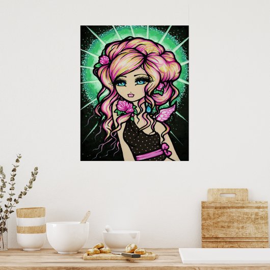 Roos engel Fairy Fantasy Art, gevroren Poster (Keuken)