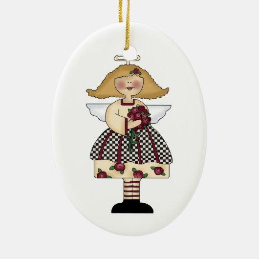 Roos-engel-versiering Keramisch Ornament (Achterkant)