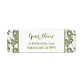 Roos Etching Pattern White Gold Editable Return Etiket (Voorkant)