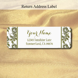 Roos Etching Pattern White Gold Editable Return Etiket