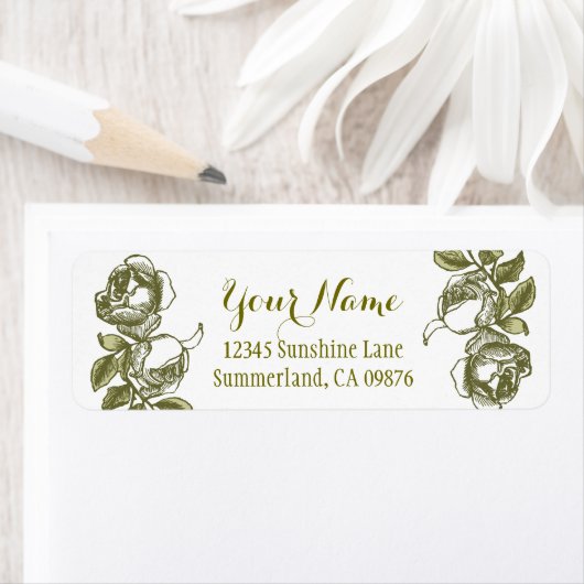 Roos Etching White Faux Gold Custom Address Label (Insitu)