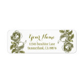 Roos Etching White Faux Gold Custom Address Label (Voorkant)