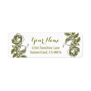 Roos Etching White Faux Gold Custom Address Label