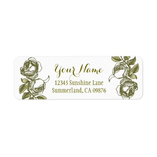 Roos Etching White Faux Gold Custom Address Label (Voorkant)