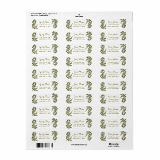 Roos Etching White Faux Gold Custom Address Label (Full Sheet)