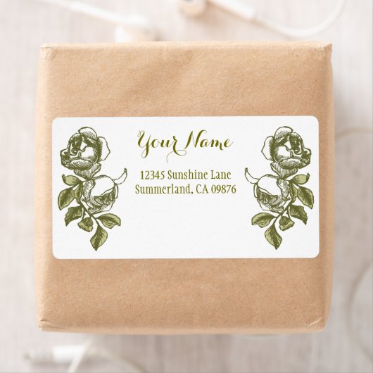 Roos Etching White Golden Custom Shipping Label (Insitu)