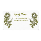 Roos Etching White Golden Custom Shipping Label (Voorkant)