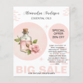 Roos Etherische Oliën Aquarel Bloemen Promo Flyer (Voorkant)