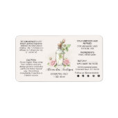Roos etherische oliën fles Waterverf Bloemen Etiket (Voorkant)