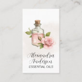 Roos etherische oliën Waterverf bloemenscript Visitekaartje (Voorkant)