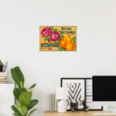 Roos Etiket op peren Poster (Thuiskantoor)