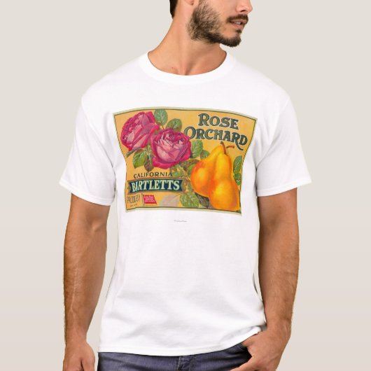Roos Etiket op peren T-shirt (Voorkant)