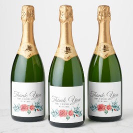  Roos & Eucalyptus Bedankt Wijnlabel Sparkling Wijnetiket