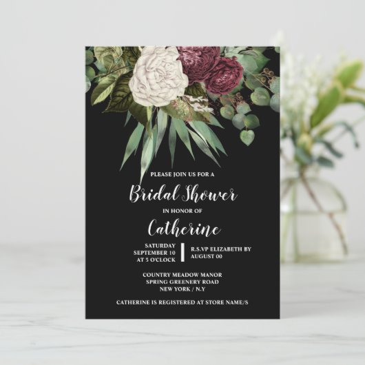 Roos eucalyptus bladeren bloemengroen chic kaart (Staand voorkant)