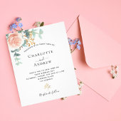 Roos eucalyptus blush budget huwelijkuitnodiging flyer