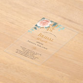 Roos eucalyptus blush vrijgezellenfeest acryl uitnodigingen (Laagn)