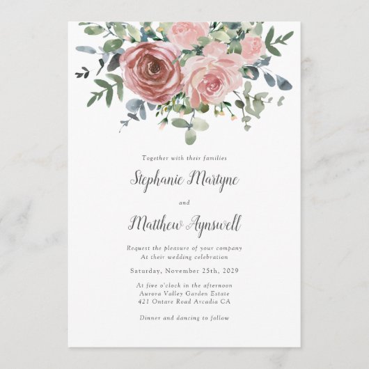 Roos Eucalyptus Botanical Weddenschap Kaart (Voorkant)