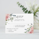 Roos Eucalyptus Botanical Wedding RSVP Kaartje (Staand voorkant)