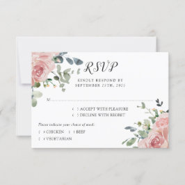 Roos Eucalyptus Botanical Wedding RSVP Kaartje