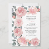 Roos Eucalyptus Elegant Floral Wedding Kaart (Voorkant)