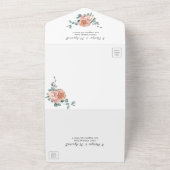 Roos Eucalyptus Floral Botanical Wedding All In One Uitnodiging (Buitenkant)