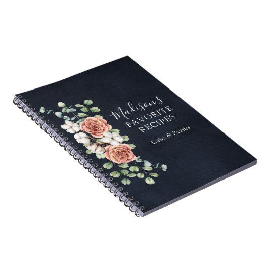 Roos Eucalyptus Floral Botanisch Rustiek Recept Notitieboek (Rechterzijde)