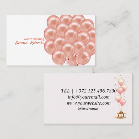 Roos Event Planning Balloons Modern Visitekaartje (Voorkant / Achterkant)