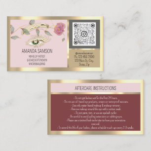 Roos Eyelash Microblade Qr Aftercare Instructies Visitekaartje