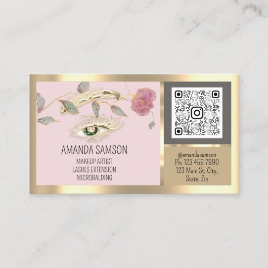 Roos Eyelash Microblade Qr Aftercare Instructies Visitekaartje (Voorkant)