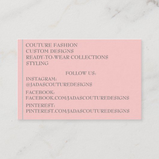 Roos Fabric designer mode couture visitekaartje (Achterkant)