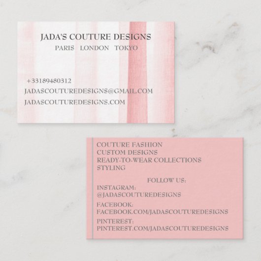 Roos Fabric designer mode couture visitekaartje (Voorkant / Achterkant)