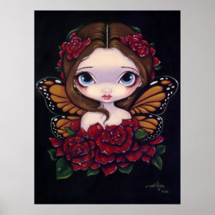 Roos Fairy ART PRINT grote oogfantasie