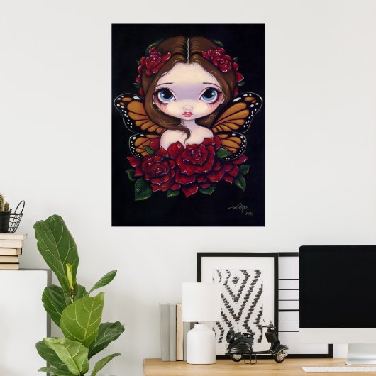 Roos Fairy ART PRINT grote oogfantasie (Thuiskantoor)