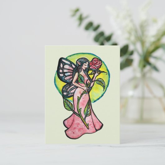 Roos Fairy Briefkaart (Staand voorkant)