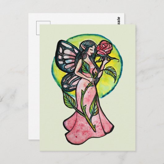 Roos Fairy Briefkaart (Voorkant / Achterkant)